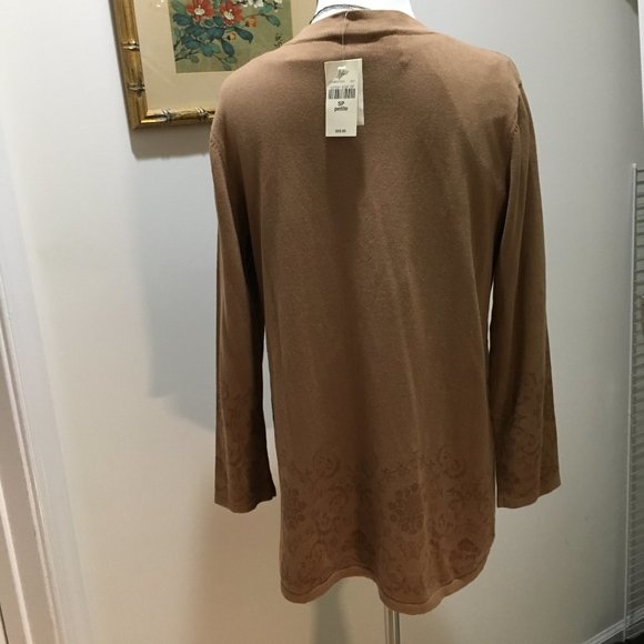 NWT 🎁 J. Jill Light Brown Y2K Baroque Cardigan - Picture 6 of 14